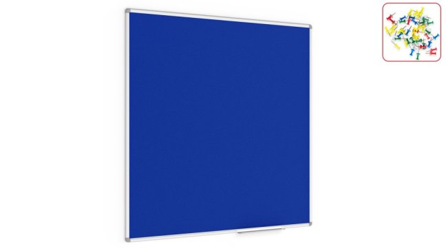Modrá textilní nástěnka 120x120 cm v hliníkovým rámu