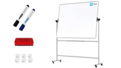 Mobilní tabule TM Idea, oboustranná, otočná, za sucha stíratelná, magnetická, 150x120 cm – řada FLEX-