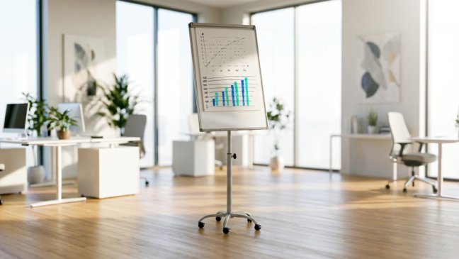 Mobilní magnetický flipchart se stíratelným povrchem na kolečkách 100 × 70 cm stříbrný