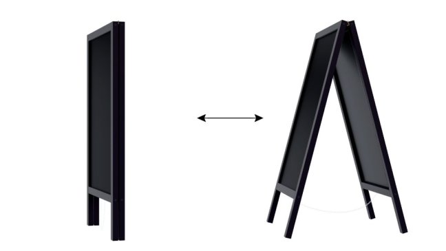 Magnetický křídový reklamní stojan voděodolný 110 x 56 cm ČERNÝ RÁM