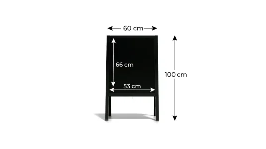 Allboards reklamné áčko s kriedovou tabuľou 100x60 cm - vodeodolné čierný rám
