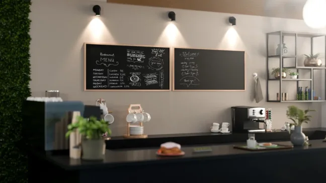 Čierna kriedová tabuľa 120×60 cm – drevený rám ECO