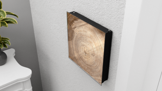 Sklenená magnetická skrinka na kľúče 30x30 cm - drevo