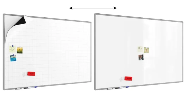 Suchostierateľná tabuľa 150×100 cm s hliníkovým rámom, magnetickou fóliou (mriežka)
