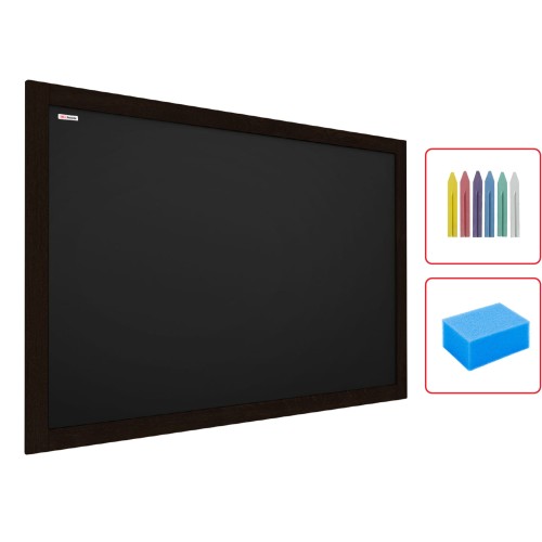 Tabule černá křídová v dřevěném černém rámu 70x50 cm-výhodný set s příslušenstvím