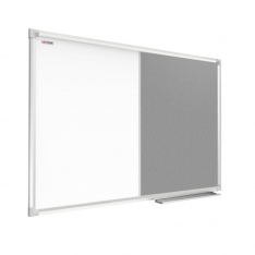 Textilná a biela magnetická tabuľa COMBI v hliníkovom ráme – 60x40 cm – sivá