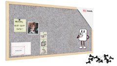 Textilní (plstěná) tabule 80 × 40 cm, světle šedá, v lakovaném dřevěném rámu