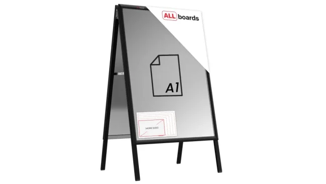 Oboustranná reklamní tabule A1 v černém hliníkovém rámu