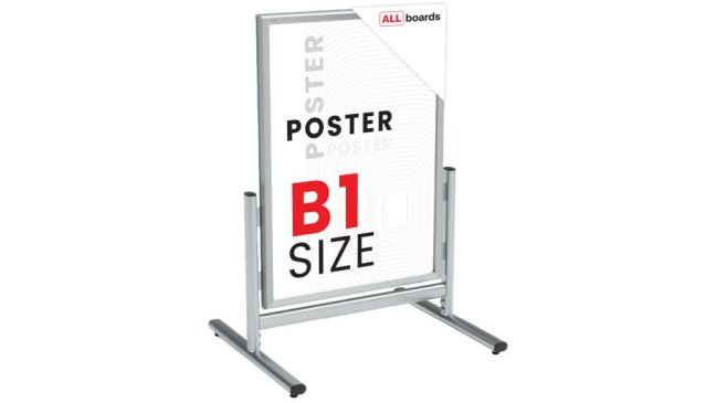 Oboustranný reklamní stojan A1 ve stříbrném hliníkovém rámu