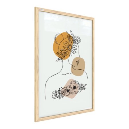 Magnetický obraz- portrét ženy v květinách 60x40cm v přírodním dřevěném rámu