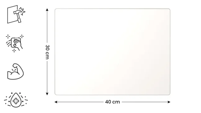 Sklenená doska na krájanie BIELA 30 × 40 cm – kuchynská doska, ochranná doska, sklenený podnos