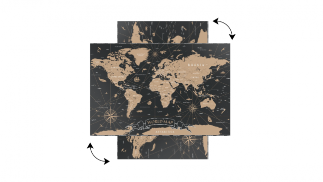 Allboards magnetická bezrámová kovová tabuľa s potlačou 60x40cm – mapa sveta