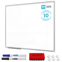 Biela popisovacia magnetická tabuľa 100x80 cm v hliníkovom ráme + sada príslušenstva – TM IDEA® séria Flex