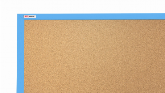 Korková nástěnka v barevném dřevěném rámu 120x90 cm – Modrá