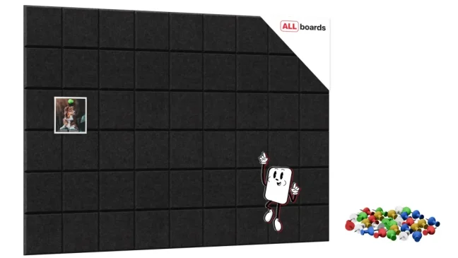 Filcové nástěnné panely 30×30 cm černé – 6 ks