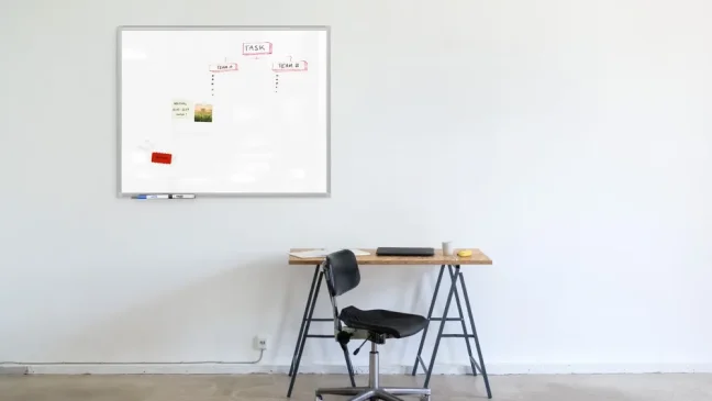 Biela popisovacia magnetická tabuľa 90x60 cm v hliníkovom ráme + sada príslušenstva – TM IDEA® séria Flex