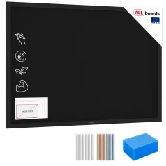 Černá křídová tabule 150×100 cm – ČERNÝ lakovaný dřevěný rám