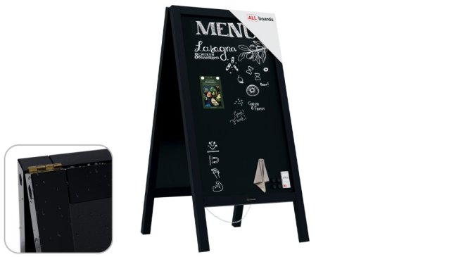 Magnetický křídový reklamní stojan voděodolný 110 x 56 cm ČERNÝ RÁM