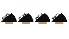 Čierna kriedová obojstranná tabuľa na stôl - PIZZA súprava 4 ks so stojanmi