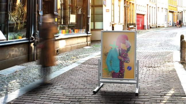 Obojstranný reklamný stojan B1 v striebornom hliníkovom ráme