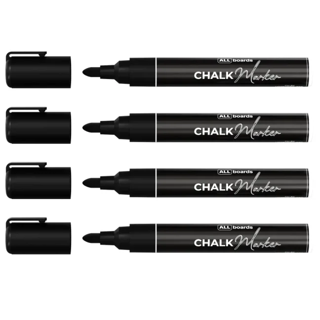 Sada kriedových markerov ALLboards – 4 ks čierne