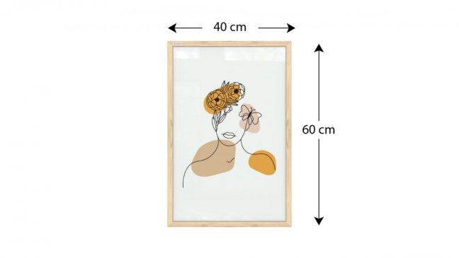 Magnetický obraz - portrét ženy v kvetoch č.2  60x40cm v prírodnom drevenom ráme