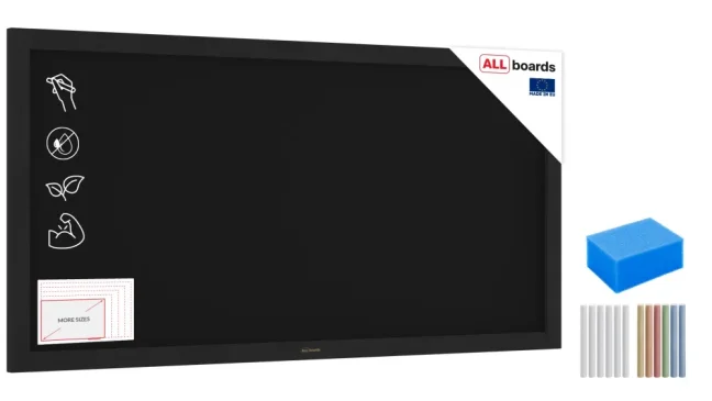 Černá křídová tabule 120×60 cm – ČERNÝ lakovaný dřevěný rám