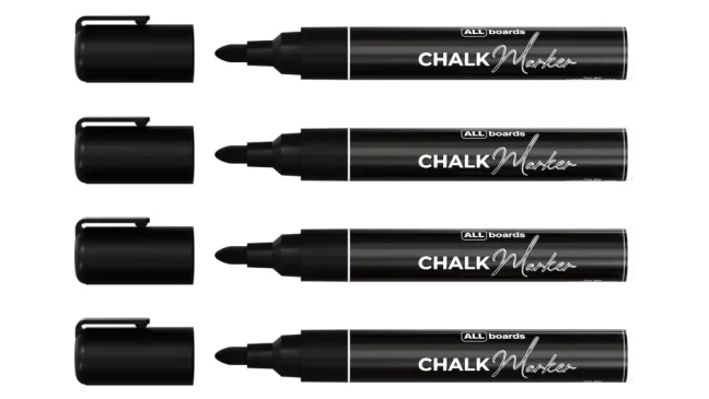 Sada kriedových markerov ALLboards – 4 ks čierne