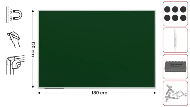 ZELENÁ magnetická kriedová tabuľa 180 × 120 cm