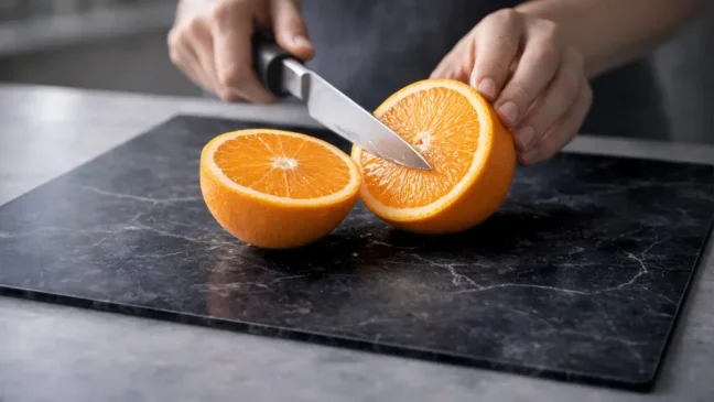 Sklenená kuchynská doska MRAMOR ČIERNÁ 60x52cm - doska na krájanie - ochranná doska