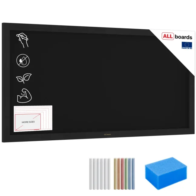 Černá křídová tabule 120×60 cm – ČERNÝ lakovaný dřevěný rám