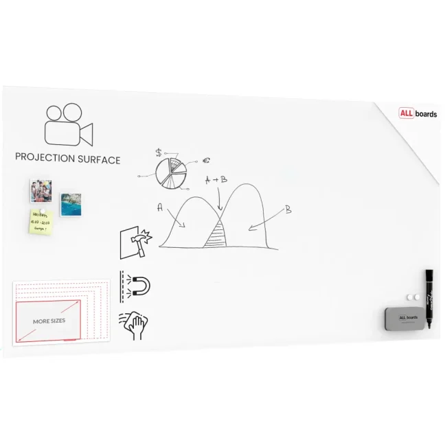 Sklenená projekčná magnetická matná tabuľa 200x100 cm