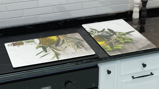 Skleněná kuchyňská deska OLIVY 60x52cm - krájecí, ochranná