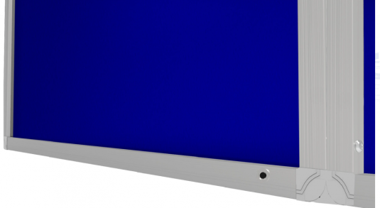 Textilní modrá vitrína v hliníkovém rámu - 240x120 cm
