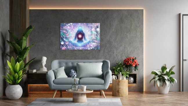 Skleněná magnetická tabule- dekorativní obraz JOGA ZEN LOTOS 90x60 cm