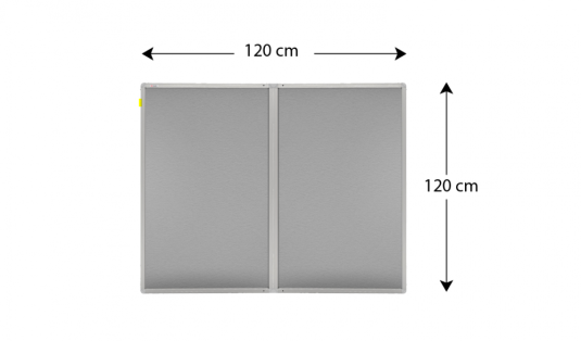 Textilní šedá vitrína v hliníkovém rámu - 120x120 cm