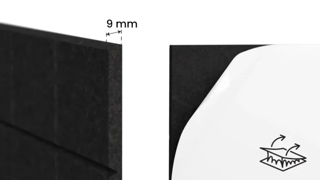 Filcový panel na stenu 30×30 cm čierny