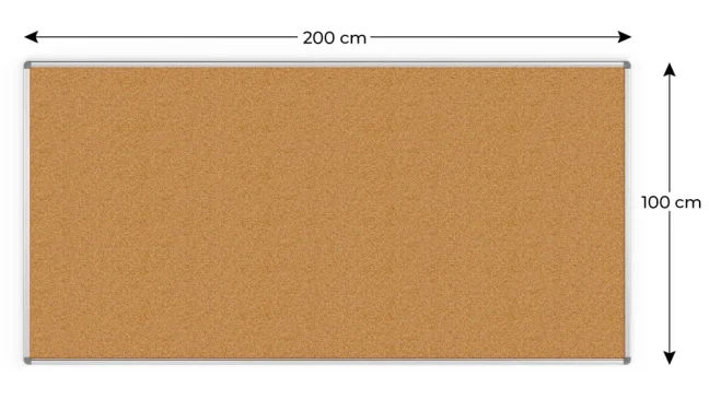 Korková nástěnka v hliníkovém rámu 200x100cm