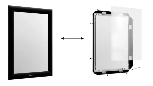 Plakátový rám A4 OWZ – černý, zacvakávací - sada 10 kusů