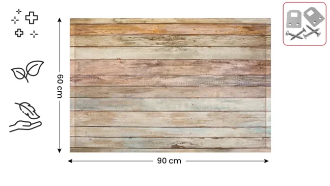 Potlačená korková tabuľa PASTELOVÉ DOSKY 90x60 cm, drevený rám