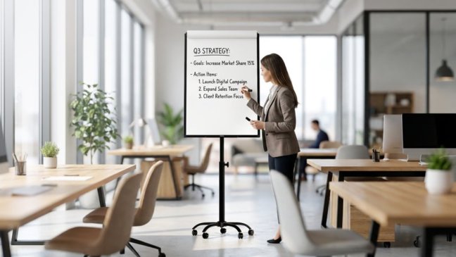 Mobilní magnetický flipchart se stíratelným povrchem na kolečkách 100 × 70 cm černý