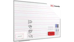 Biela stierateľná tabuľa 150×100 cm s hliníkovým rámom, magnetickou fóliou s trojlínkou a sadou príslušenstva