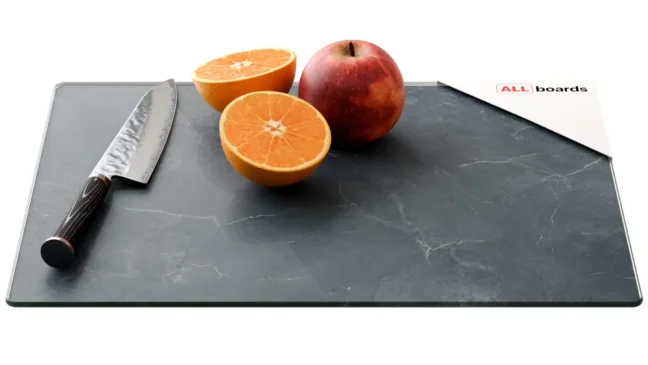 Sklenená doska na krájanie ANTRACIT / MRAMOR 30 × 40 cm – kuchynská doska, ochranná doska, sklenený podnos