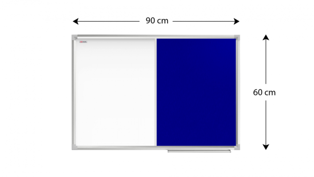Textilné a biela magnetická tabuľa COMBI v hliníkovom ráme  -90x60 cm