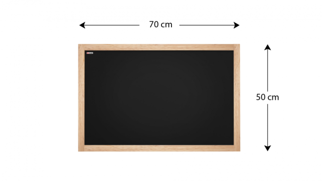 Tabuľa čierna kriedová v drevenom prírodnom ráme 70x50 cm