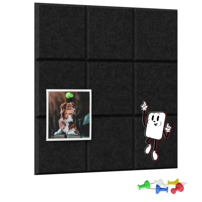 Filcový panel na stenu 30×30 cm čierny