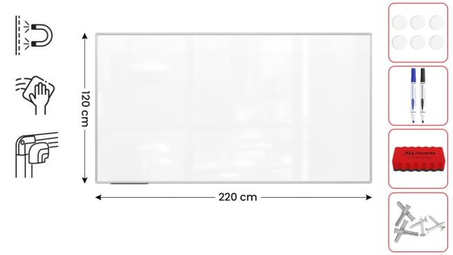 Magnetická tabule 220x120 ALLboards PREMIUM