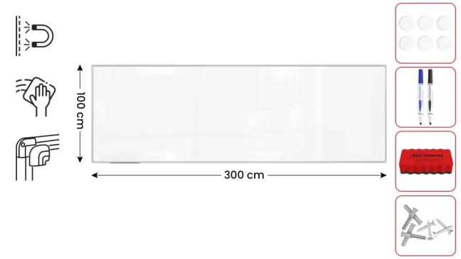 Magnetická tabuľa 300x100 ALLboards PREMIUM