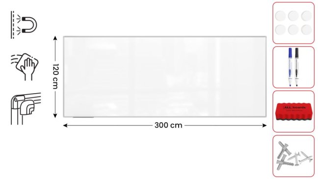 Magnetická tabuľa 300x120 ALLboards PREMIUM