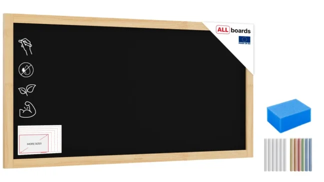 Tabule černá křídová v dřevěném přírodním rámu 120x60 cm